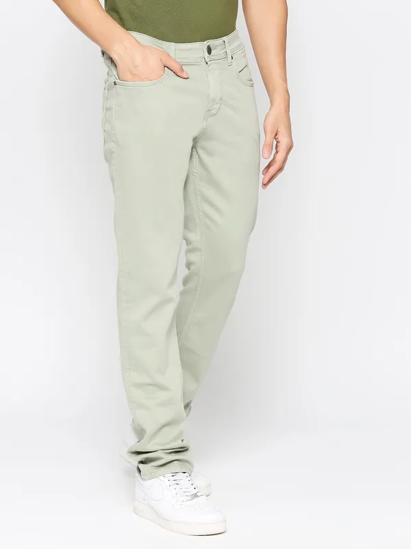 Being Human Men Slim Fit Denim-Light Olive