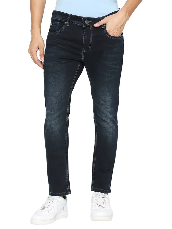 Being Human Men Cropped Fit Denim-Dark Tone