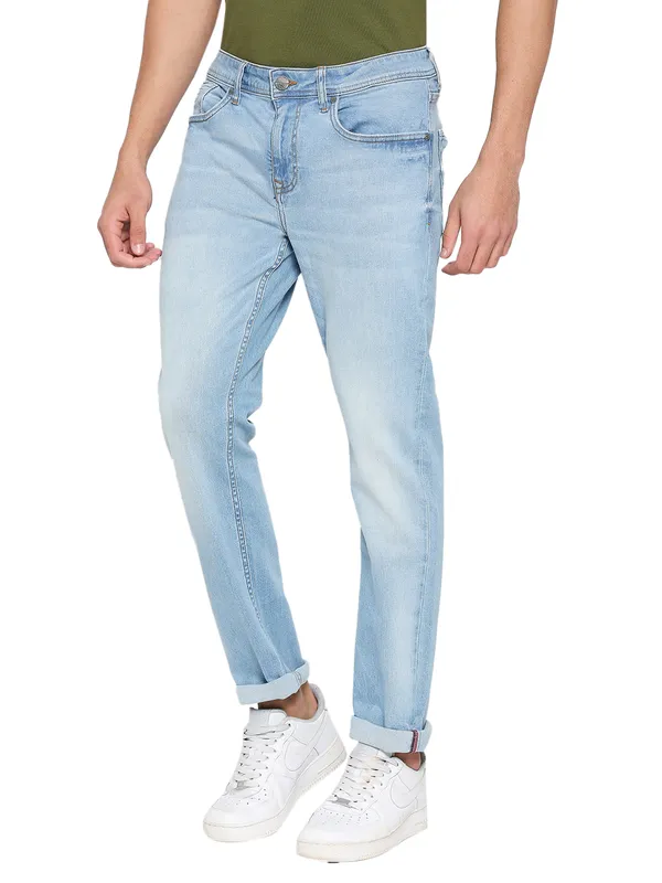 Being Human Clothing Men Slim Fit Denim-Light Tone