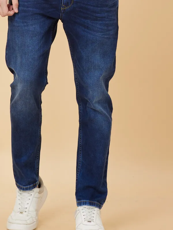 Being Human Clothing Men Cropped Fit Denim-Mid Tone