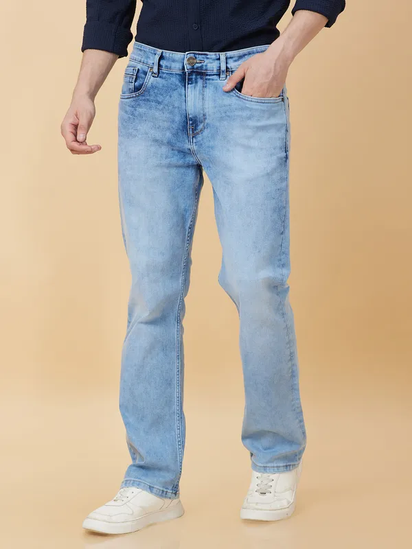 Being Human Clothing Men Boot Cut Fit Denim-Light Tone