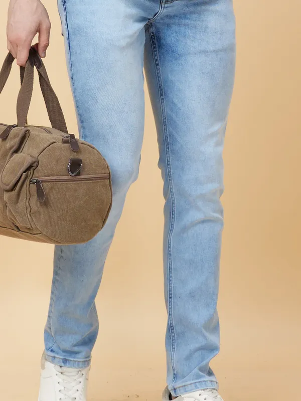 Being Human Clothing Men Cropped Fit Denim-Mid Tone