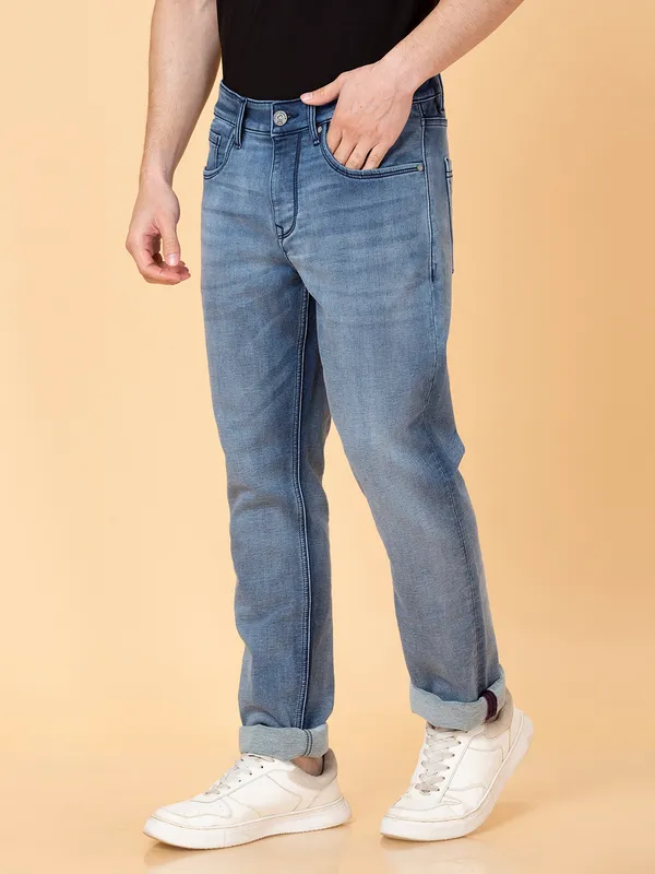 Being Human Men Slim Straight Fit Denim-Light Tone