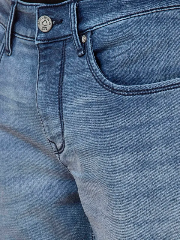 Being Human Men Slim Straight Fit Denim-Light Tone