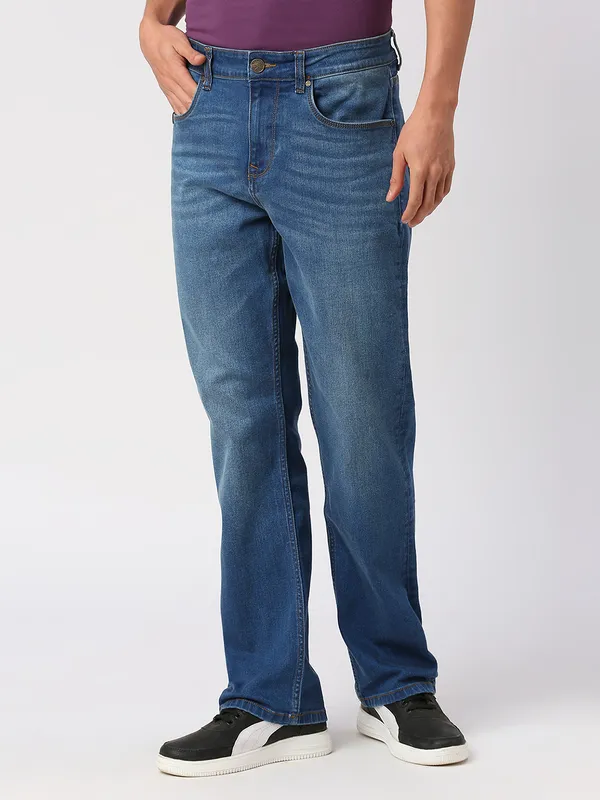 Being Human Clothing Men Boot Cut Fit Denim-Mid Tone