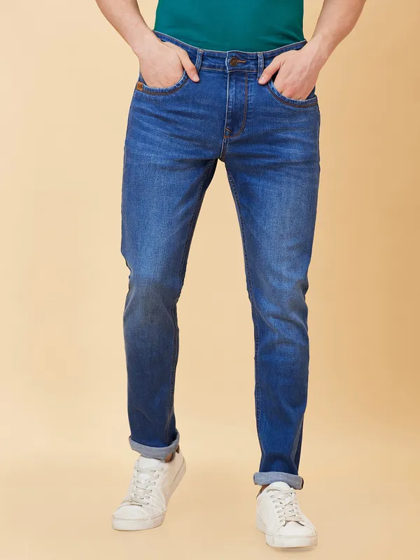 Being Human Men Slim Straight Fit Denim-Mid Tone