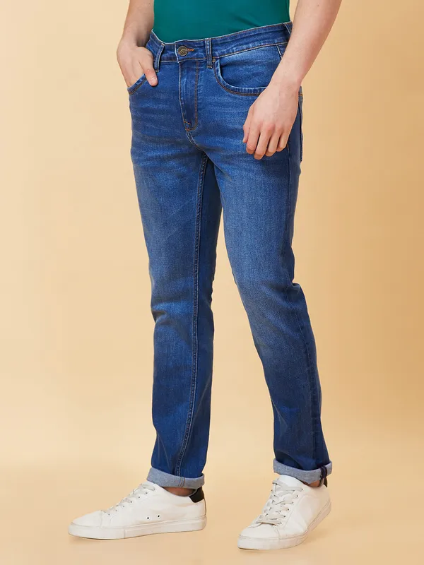 Being Human Men Slim Straight Fit Denim-Mid Tone