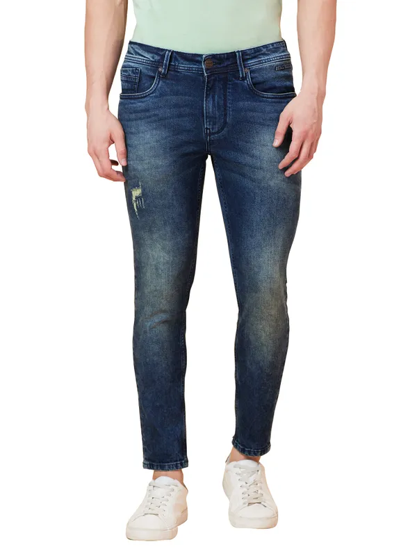 Being Human Clothing Men Cropped Fit Denim-Mid Tone