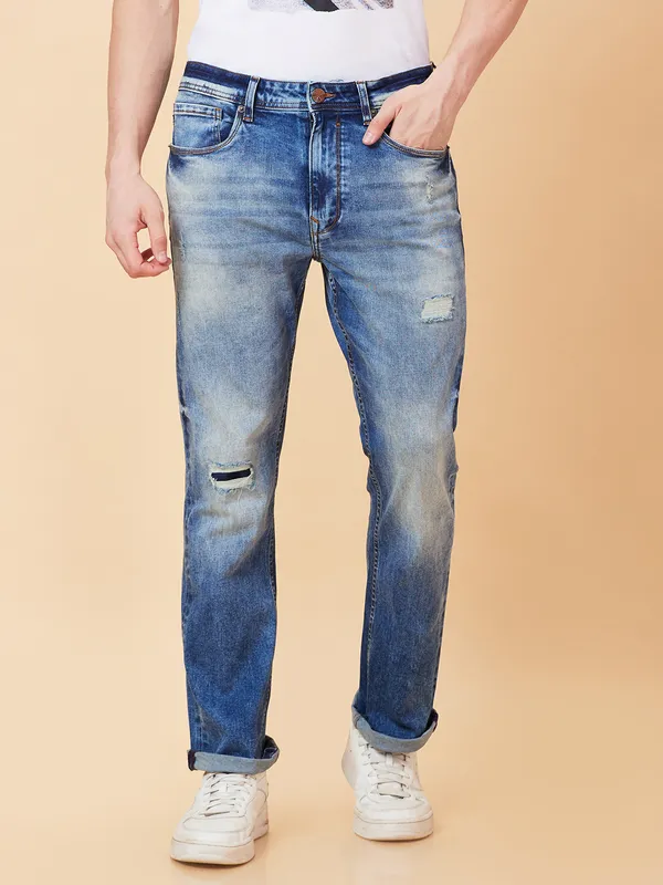 Being Human Clothing Men Boot Cut Fit Denim-Mid Tone