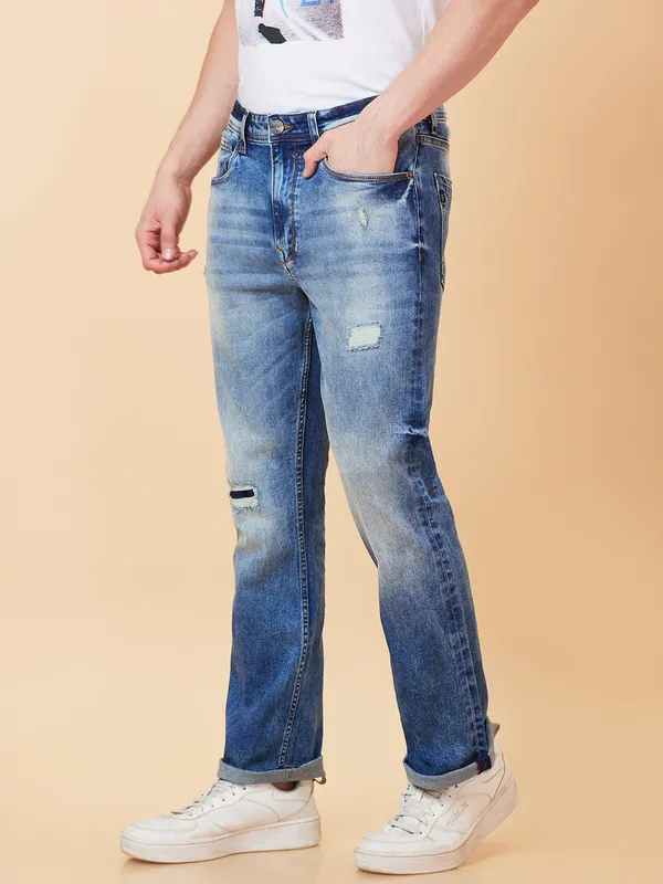 Being Human Clothing Men Boot Cut Fit Denim-Mid Tone
