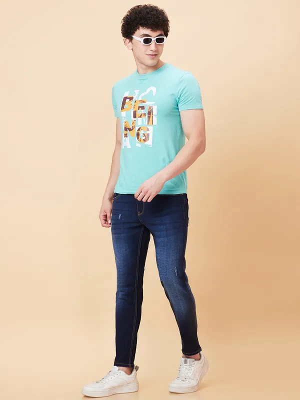 Being Human Clothing Men Cropped Fit Denim-Dark Tone
