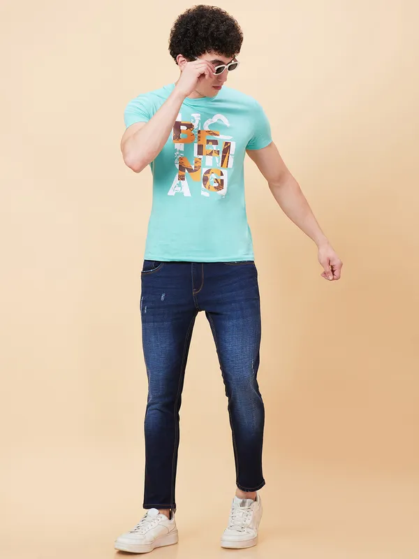 Being Human Clothing Men Cropped Fit Denim-Dark Tone