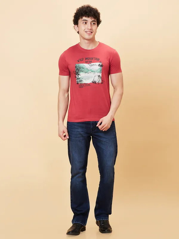 Being Human Clothing Men Boot Cut Fit Denim-Dark Tone