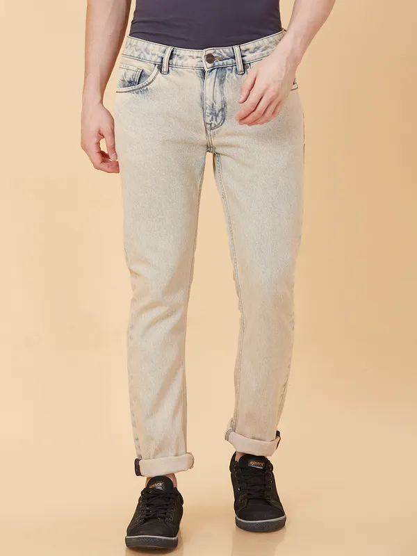 Being Human Men Straight Fit Denim-Babe Pink