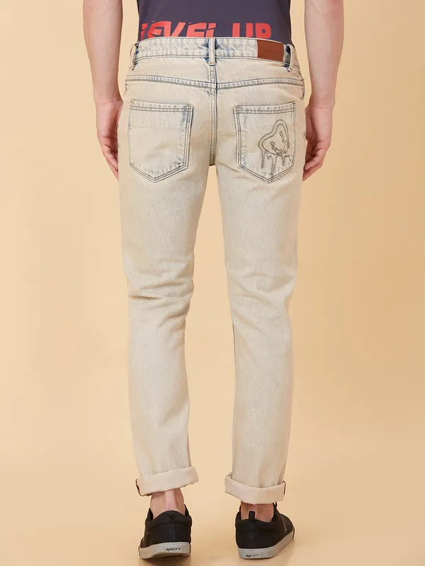 Being Human Men Straight Fit Denim-Babe Pink