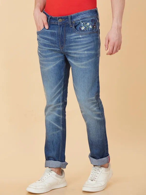 Being Human Men Straight Fit Denim-Mid Tone