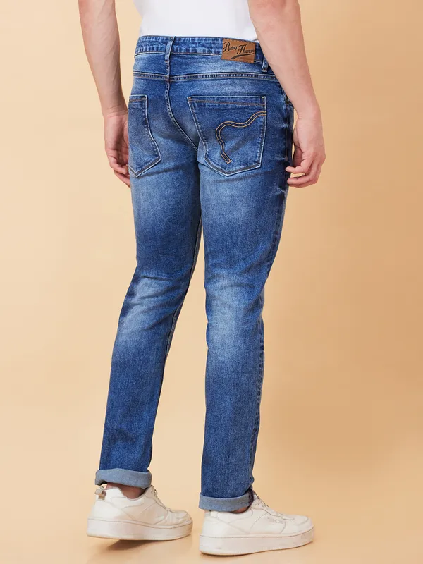 Being Human Men Slim Straight Fit Denim-Mid Tone