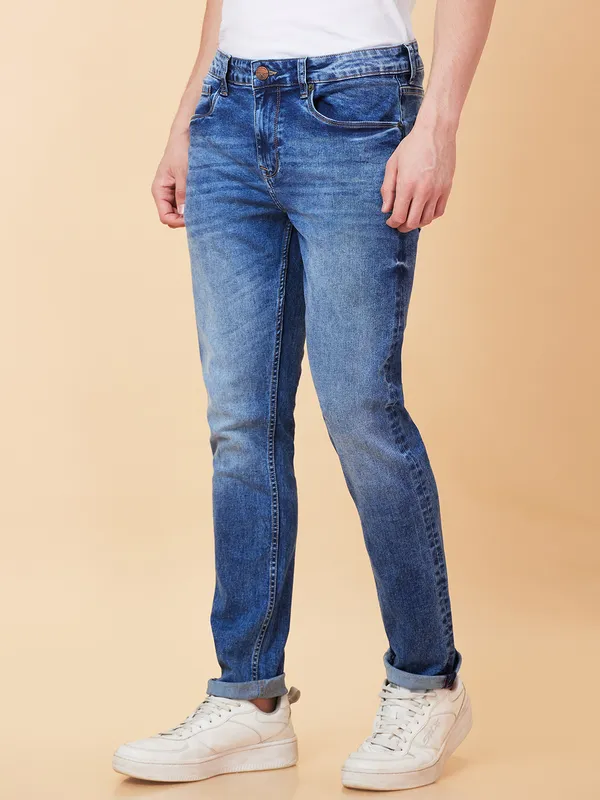 Being Human Men Slim Straight Fit Denim-Mid Tone