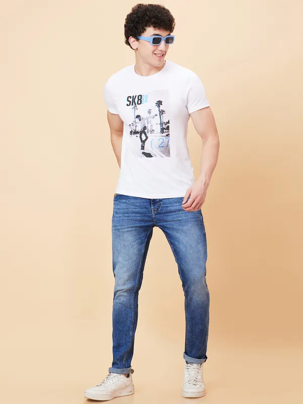 Being Human Men Slim Straight Fit Denim-Mid Tone