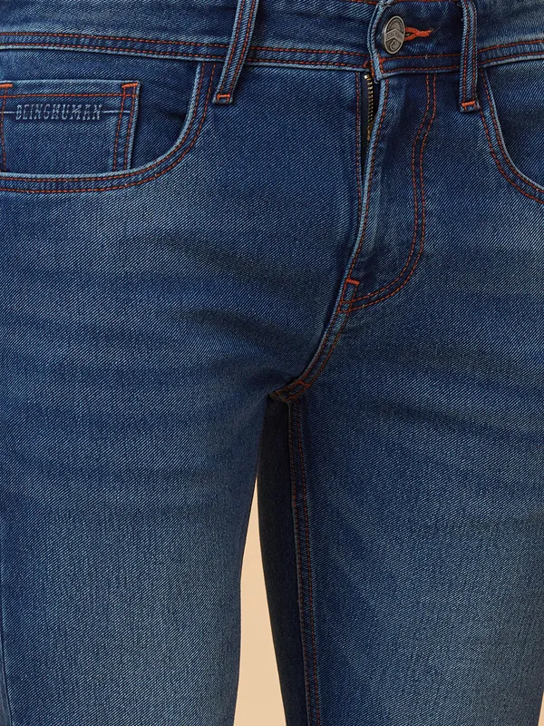 Being Human Men Slim Fit Denim-Mid Tone