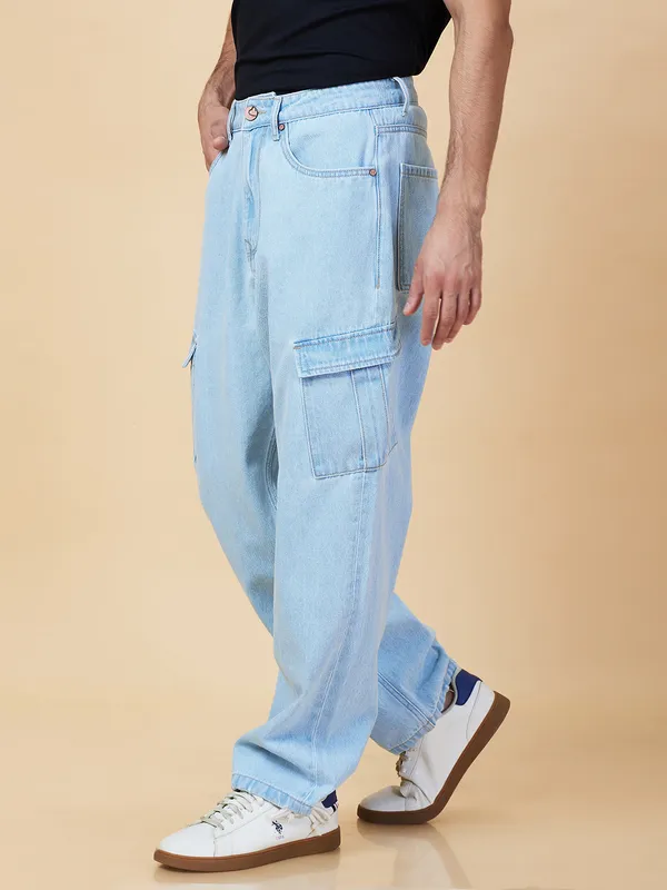 Being Human Clothing Mens-Bottom Denim Light Tone