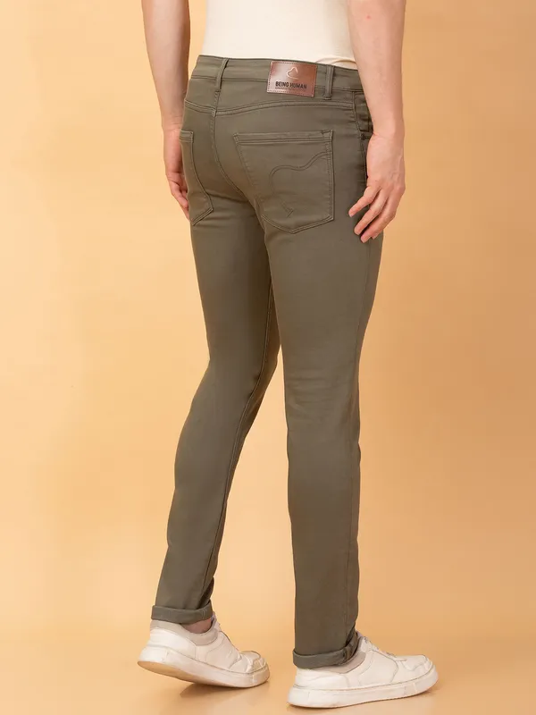 Being Human Mens-Bottom Denim Olive
