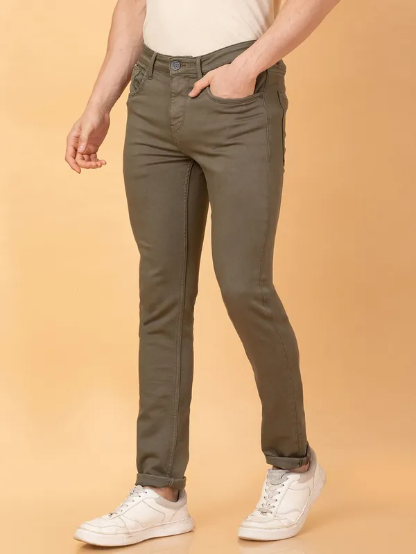 Being Human Mens-Bottom Denim Olive