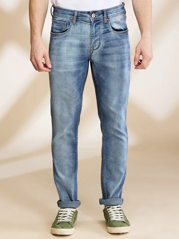 Being Human Mens-Bottom Denim Mid Tone