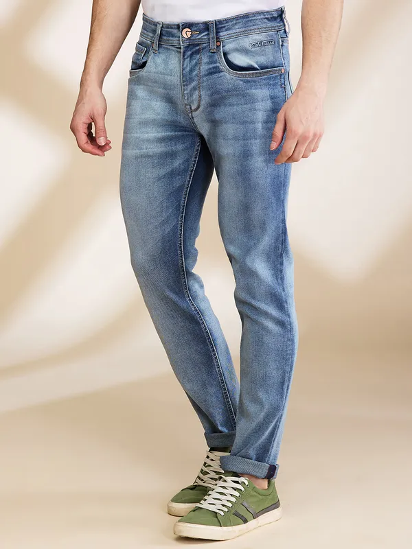 Being Human Mens-Bottom Denim Mid Tone