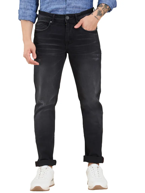 Being Human Clothing Men Black Solid Jeans