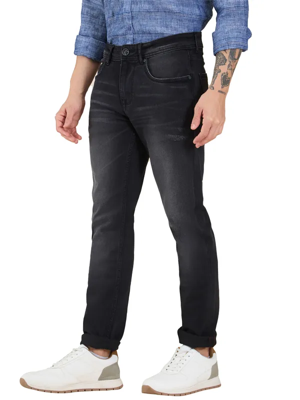 Being Human Clothing Men Black Solid Jeans