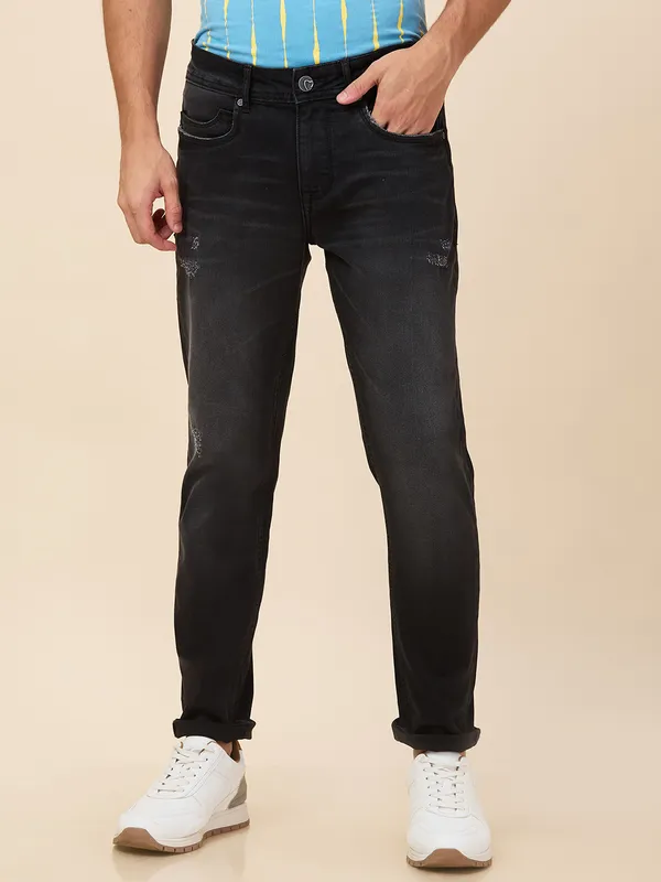 Being Human Clothing Men Black Solid Jeans