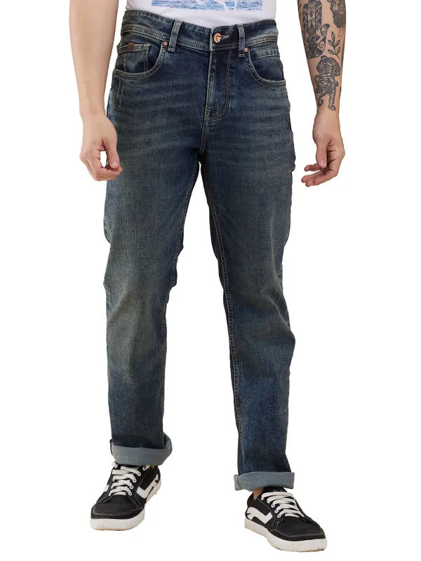 Being Human Clothing Men Blue Solid Jeans