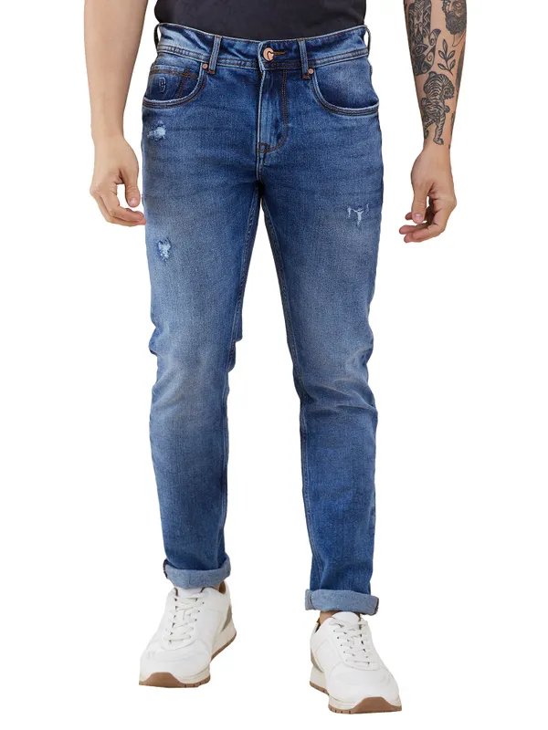Being Human Clothing Men Blue Solid Jeans