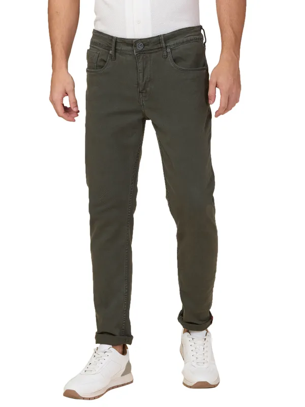 Being Human Mens-Bottom Denim Military Green