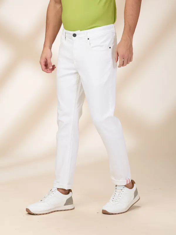Being Human Clothing Men White Solid Jeans