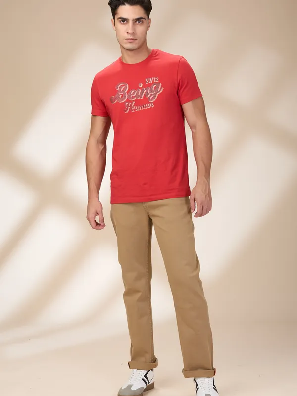 Being Human Men Beige Solid Jeans