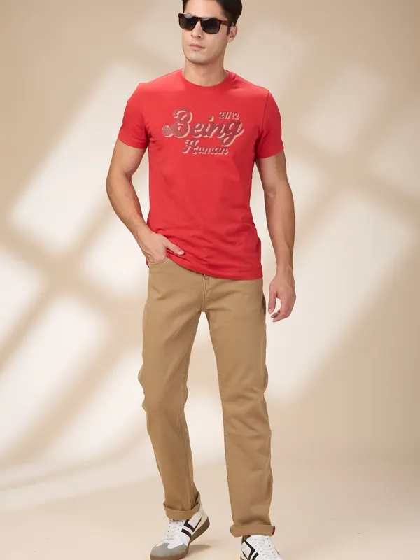 Being Human Men Beige Solid Jeans