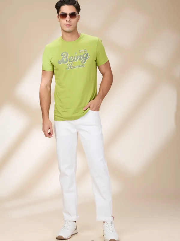 Being Human Men White Solid Jeans