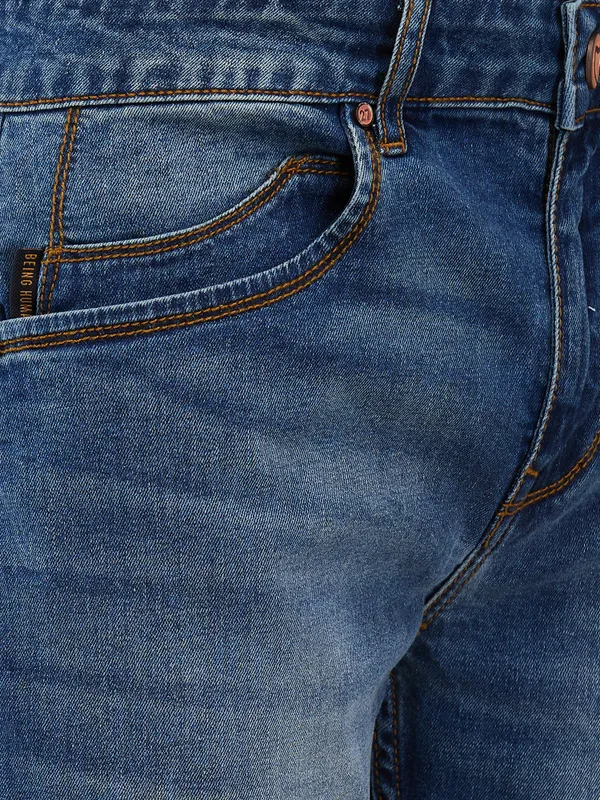 Being Human Clothing Men Blue Solid Jeans