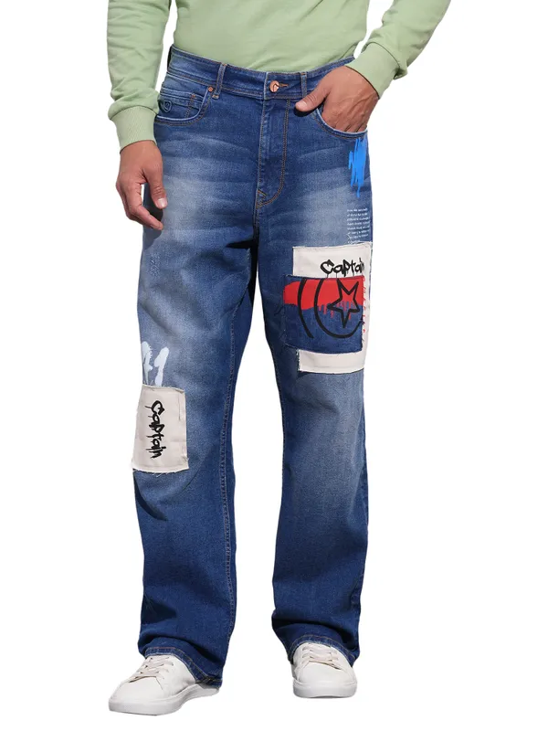 Being Human Clothing Men's Captian America Blue Mid-Rise Jeans