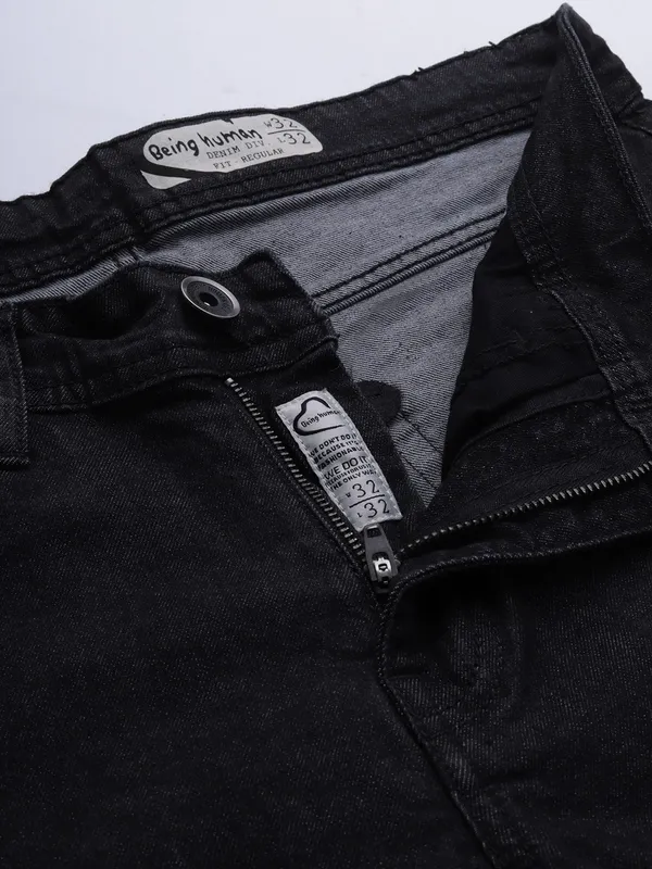 Being Human Clothing Men Regular Fit Denim-Black Tone