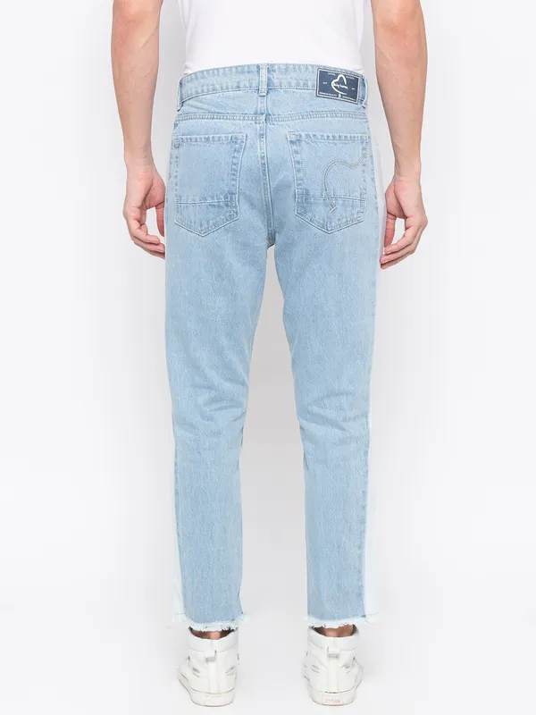 Being Human Clothing Men Tapered Cropped Fit Denim-Light Tone