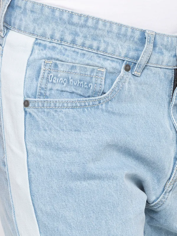 Being Human Clothing Men Tapered Cropped Fit Denim-Light Tone