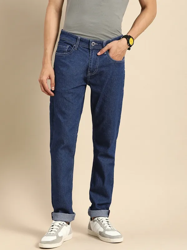 Being Human Clothing Men Slim Fit Denim-Dark Tone