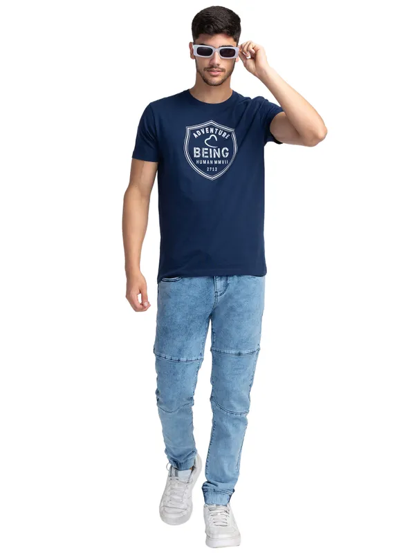 Denim Joggers Shirts Mens Men's Solid Regular Fit Denim Shirt - Main Image