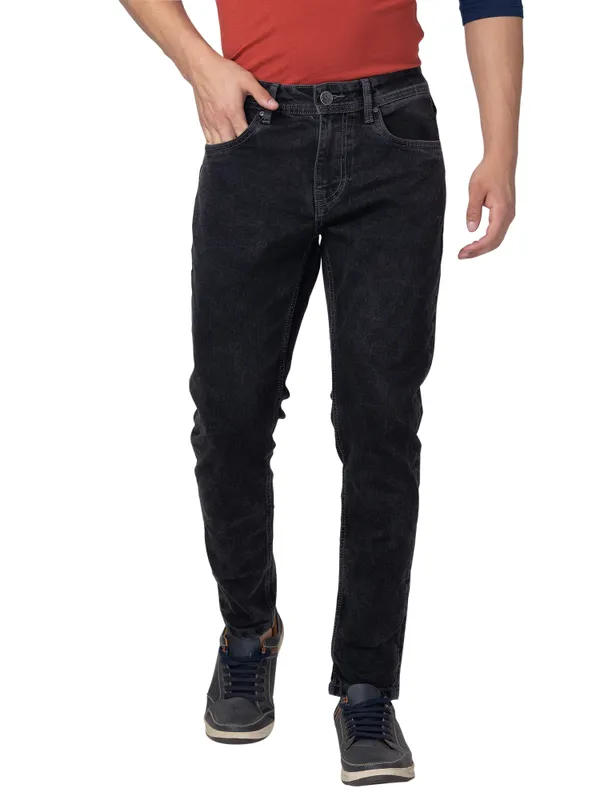 Being Human Clothing Men Cropped Fit Denim-Black Tone