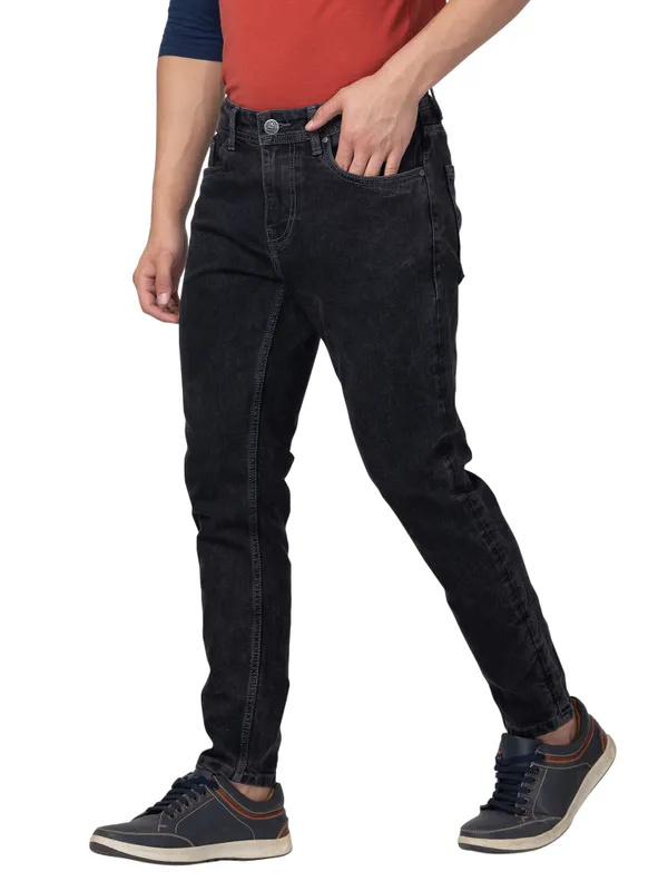 Being Human Clothing Men Cropped Fit Denim-Black Tone