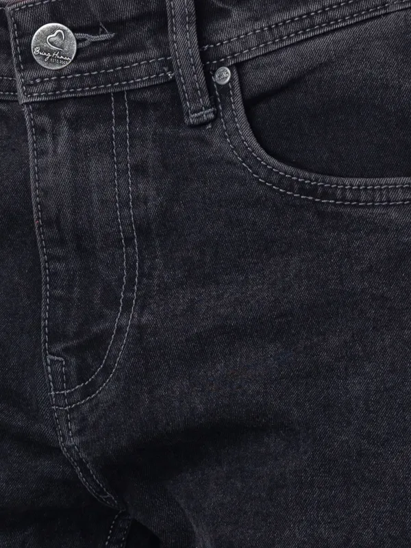 Being Human Clothing Men Cropped Fit Denim-Black Tone