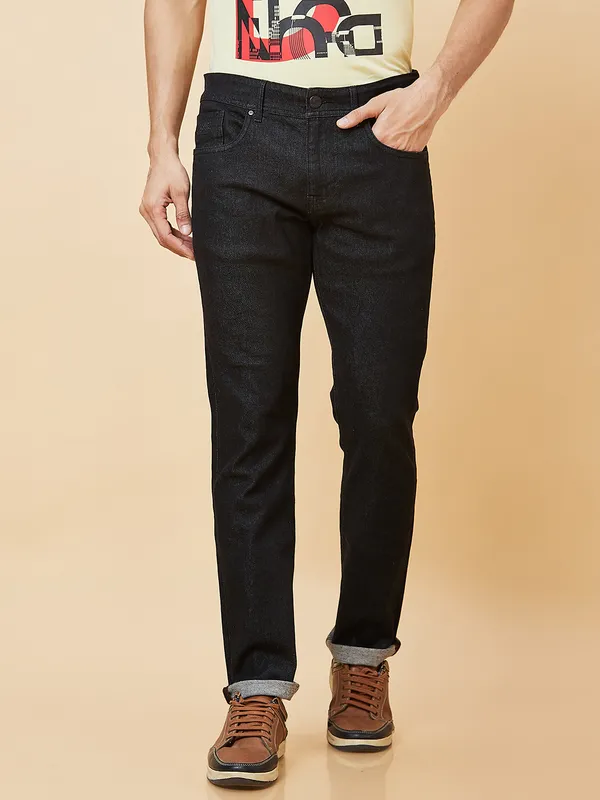 Being Human Men Slim Straight Fit Denim-Black Tone